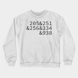 Alabama Area Codes Crewneck Sweatshirt